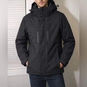 Zeroxposur Men’s Insulated Jacket Black Hooded Winter Coat L NWT
